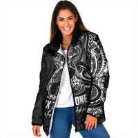 Black Guam Latte Stone Tribal Tattoo Padded Jacket Hafa Adai Six 7 One LT9 Women Black - Polynesian Pride