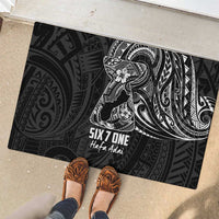 Black Guam Latte Stone Tribal Tattoo Rubber Doormat Hafa Adai Six 7 One