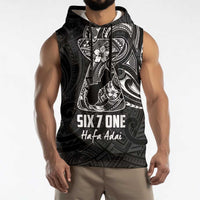 Black Guam Latte Stone Tribal Tattoo Sleeveless Hoodie Hafa Adai Six 7 One LT9 - Polynesian Pride