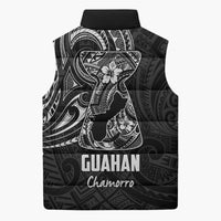 Black Guam Latte Stone Tribal Tattoo Sleeveless Puffer Jacket Hafa Adai Six 7 One LT9 - Polynesian Pride