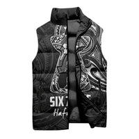 Black Guam Latte Stone Tribal Tattoo Sleeveless Puffer Jacket Hafa Adai Six 7 One LT9 - Polynesian Pride