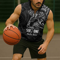 Black Guam Latte Stone Tribal Tattoo Sleeveless Zip Hoodie Hafa Adai Six 7 One LT9 - Polynesian Pride