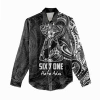 Black Guam Latte Stone Tribal Tattoo Women Casual Shirt Hafa Adai Six 7 One