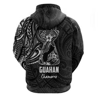 Black Guam Latte Stone Tribal Tattoo Zip Hoodie Hafa Adai Six 7 One