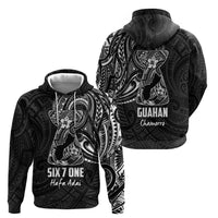 Black Guam Latte Stone Tribal Tattoo Zip Hoodie Hafa Adai Six 7 One