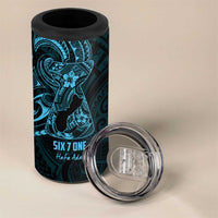Blue Guam Latte Stone Tribal Tattoo 4 in 1 Can Cooler Tumbler Hafa Adai Six 7 One