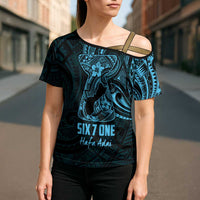 Blue Guam Latte Stone Tribal Tattoo Cross Shoulder Shirt Hafa Adai Six 7 One - Polynesian Pride