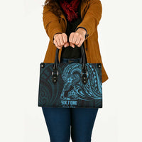 Blue Guam Latte Stone Tribal Tattoo Leather Bag Hafa Adai Six 7 One - Polynesian Pride