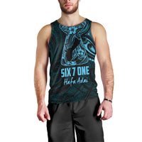 Blue Guam Latte Stone Tribal Tattoo Men Tank Top Hafa Adai Six 7 One