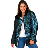 Blue Guam Latte Stone Tribal Tattoo Padded Jacket Hafa Adai Six 7 One - Polynesian Pride