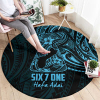 Blue Guam Latte Stone Tribal Tattoo Round Carpet Hafa Adai Six 7 One