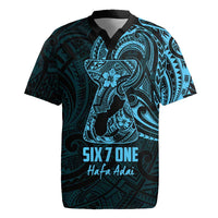 Blue Guam Latte Stone Tribal Tattoo Rugby Jersey Hafa Adai Six 7 One