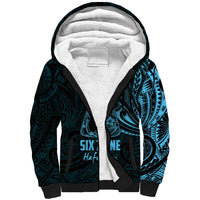 Blue Guam Latte Stone Tribal Tattoo Sherpa Hoodie Hafa Adai Six 7 One