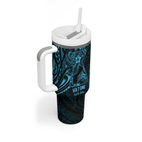 Blue Guam Latte Stone Tribal Tattoo Tumbler With Handle Hafa Adai Six 7 One