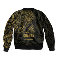 Gold Guam Latte Stone Tribal Tattoo Bomber Jacket Hafa Adai Six 7 One