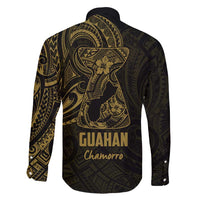 Gold Guam Latte Stone Tribal Tattoo Family Matching Off Shoulder Short Dress and Hawaiian Shirt Hafa Adai Six 7 One