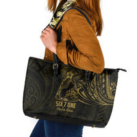 Gold Guam Latte Stone Tribal Tattoo Leather Tote Bag Hafa Adai Six 7 One