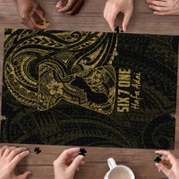 Gold Guam Latte Stone Tribal Tattoo Puzzle Hafa Adai Six 7 One - Polynesian Pride