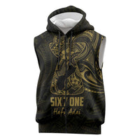 Gold Guam Latte Stone Tribal Tattoo Sleeveless Zip Hoodie Hafa Adai Six 7 One LT9 Gold - Polynesian Pride