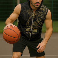 Gold Guam Latte Stone Tribal Tattoo Sleeveless Zip Hoodie Hafa Adai Six 7 One LT9 - Polynesian Pride