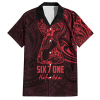 Oxblood Guam Latte Stone Tribal Tattoo Family Matching Off Shoulder Maxi Dress and Hawaiian Shirt Hafa Adai Six 7 One