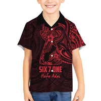 Oxblood Guam Latte Stone Tribal Tattoo Family Matching Short Sleeve Bodycon Dress and Hawaiian Shirt Hafa Adai Six 7 One