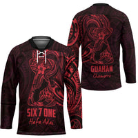 Oxblood Guam Latte Stone Tribal Tattoo Hockey Jersey Hafa Adai Six 7 One - Polynesian Pride