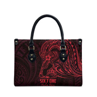 Oxblood Guam Latte Stone Tribal Tattoo Leather Bag Hafa Adai Six 7 One - Polynesian Pride