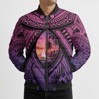 Guam Chamorro Artsy Bomber Puffer Jacket Guahan Sunset Beach - Polynesian Pride