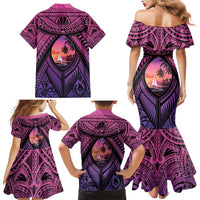 Guam Chamorro Artsy Family Matching Mermaid Dress and Hawaiian Shirt Guahan Sunset Beach