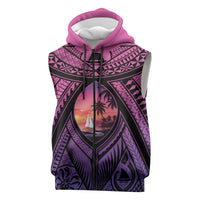 Guam Chamorro Artsy Sleeveless Zip Hoodie Guahan Sunset Beach LT9 Sunset - Polynesian Pride