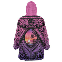 Guam Chamorro Artsy Wearable Blanket Hoodie Guahan Sunset Beach