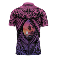 Guam Chamorro Artsy Zipper Polo Shirt Guahan Sunset Beach LT9 - Polynesian Pride