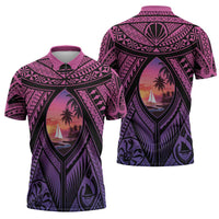 Guam Chamorro Artsy Zipper Polo Shirt Guahan Sunset Beach LT9 - Polynesian Pride