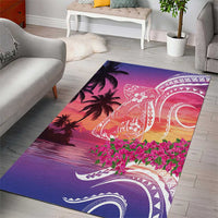 Guam Latte Stone with Map Area Rug Bougainvillea Beach Sunset