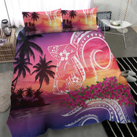 Guam Latte Stone with Map Bedding Set Bougainvillea Beach Sunset