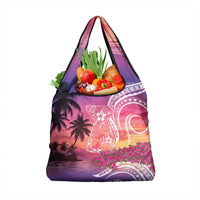 Guam Latte Stone with Map Grocery Bag Bougainvillea Beach Sunset