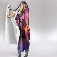 Guam Latte Stone with Map Hooded Blanket Bougainvillea Beach Sunset