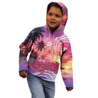 Guam Latte Stone with Map Kid Hoodie Bougainvillea Beach Sunset