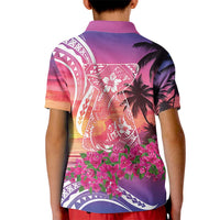 Guam Latte Stone with Map Kid Polo Shirt Bougainvillea Beach Sunset