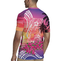 Guam Latte Stone with Map Rugby Jersey Bougainvillea Beach Sunset