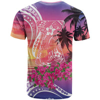 Guam Latte Stone with Map T Shirt Bougainvillea Beach Sunset
