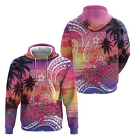 Guam Latte Stone with Map Zip Hoodie Bougainvillea Beach Sunset