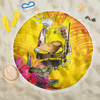Papua New Guinea Cultural Tropical Flowers Beach Blanket LT9 One Size 150cm Gold - Polynesian Pride