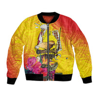 Papua New Guinea Cultural Tropical Flowers Bomber Jacket