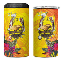 Papua New Guinea Cultural Tropical Flowers 4 in 1 Can Cooler Tumbler LT9 One Size: 16 oz Gold - Polynesian Pride