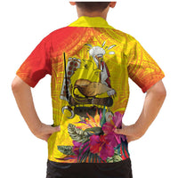 Papua New Guinea Cultural Tropical Flowers Family Matching Mermaid Dress and Hawaiian Shirt