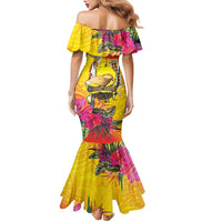 Papua New Guinea Cultural Tropical Flowers Family Matching Mermaid Dress and Hawaiian Shirt