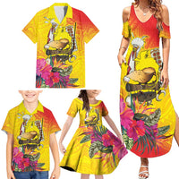 Papua New Guinea Cultural Tropical Flowers Family Matching Summer Maxi Dress and Hawaiian Shirt