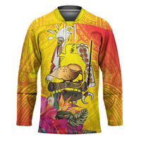 Papua New Guinea Cultural Tropical Flowers Hockey Jersey LT9 Unisex Gold - Polynesian Pride